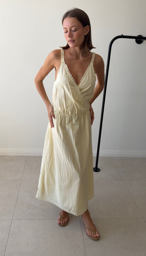 CROSSED DRESS SOFT YELLOW STRIPE
