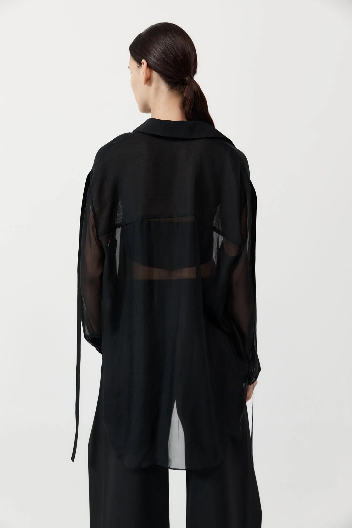 PINSTRIPE SILK SHIRT BLACK