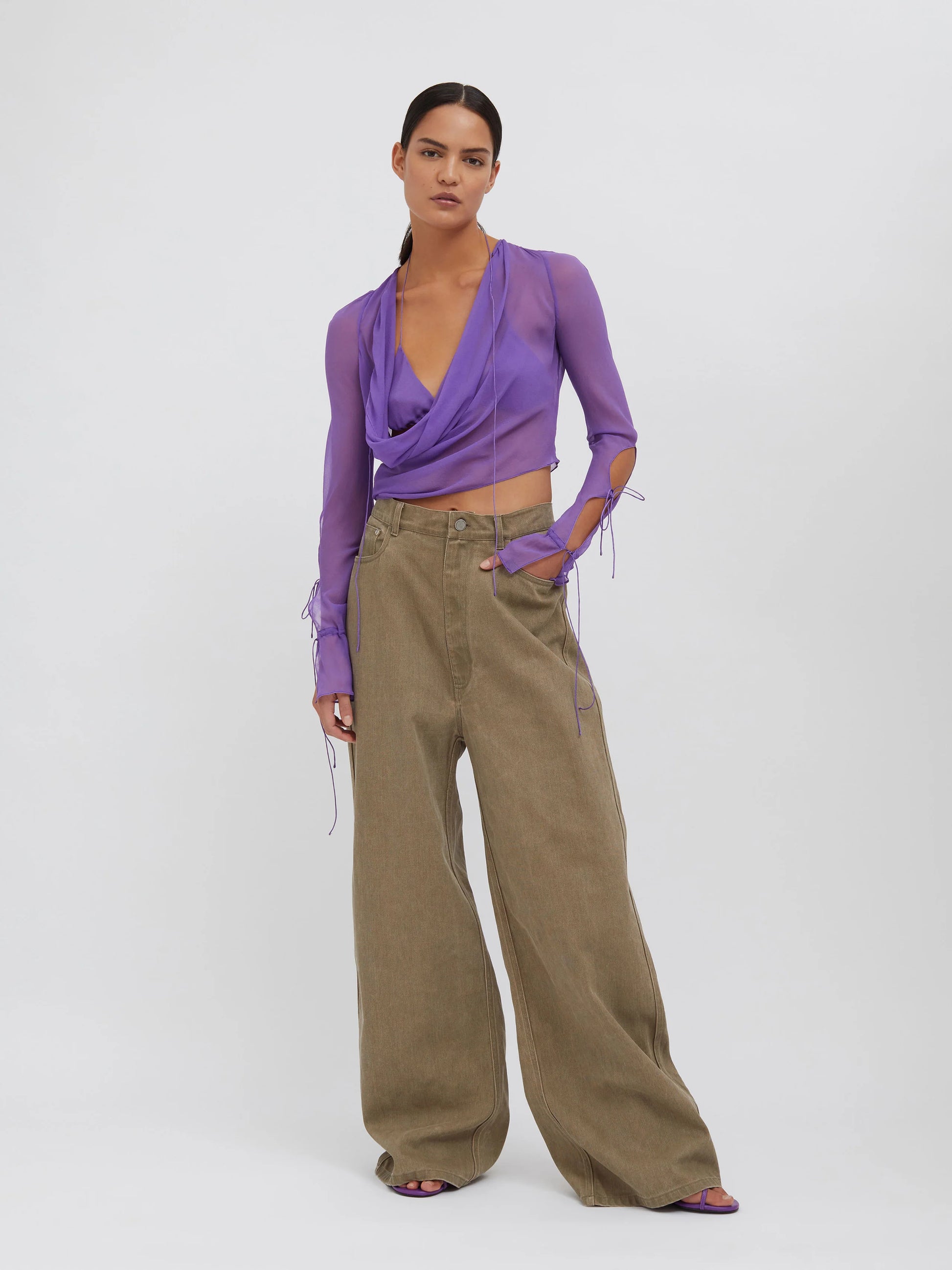 OVERSIZED DROP JEANS OLIVE
