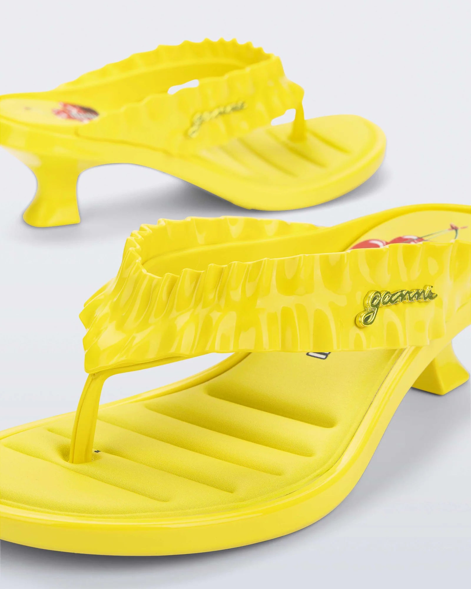 MELISSA X GANNI THONG KITTEN HEEL YELLOW