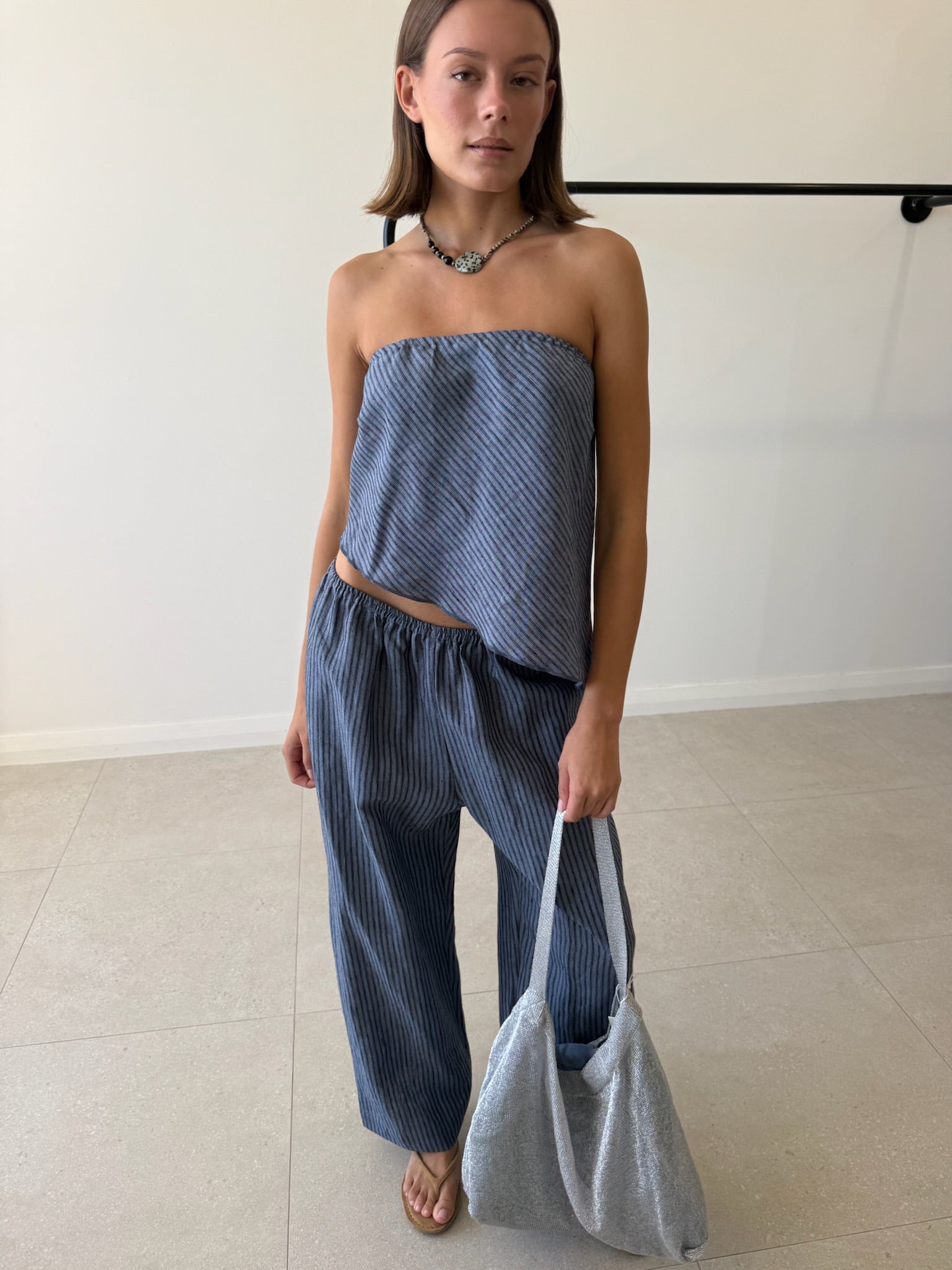 EASE TROUSER AZURE STRIPE