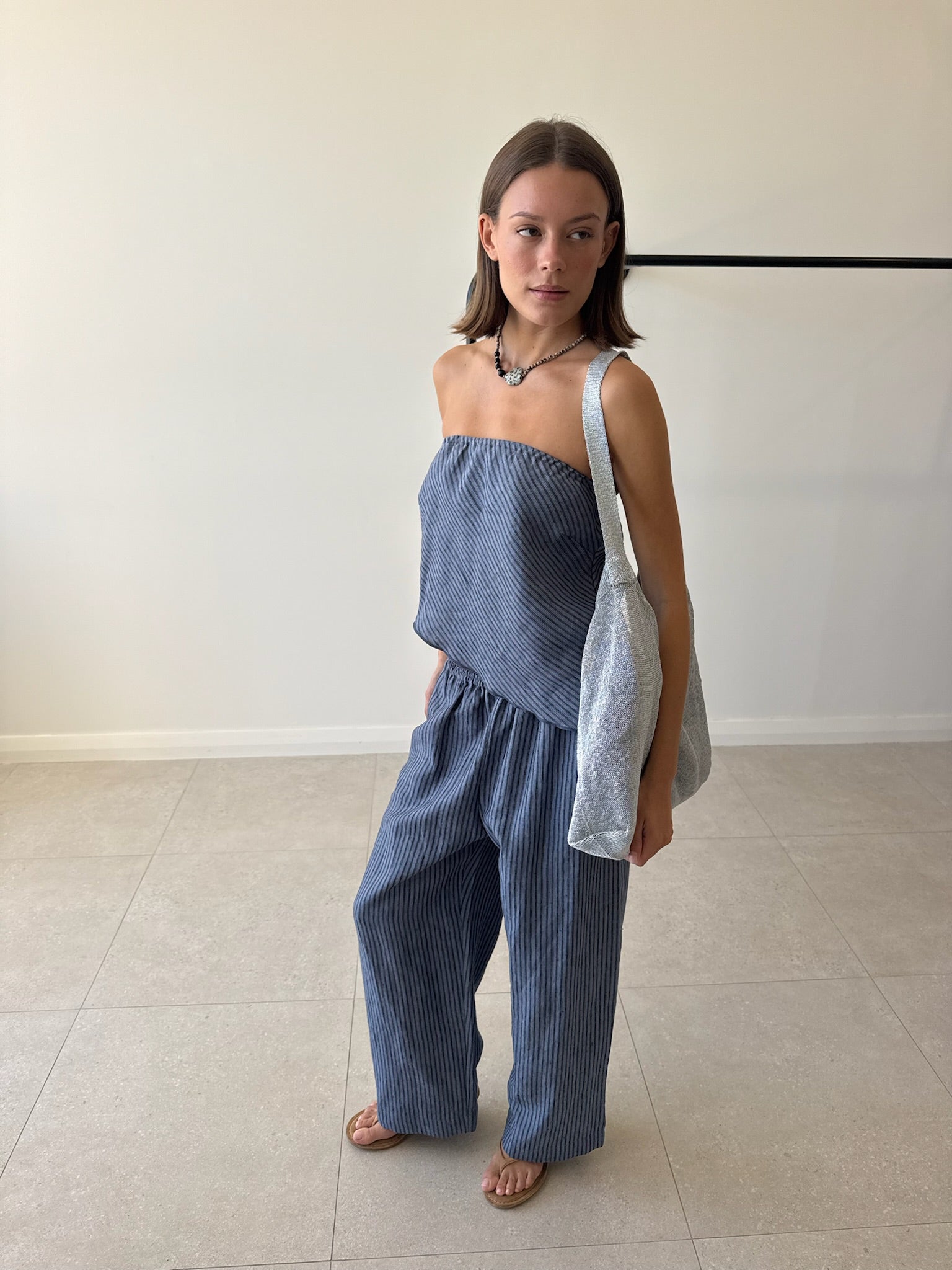 EASE TROUSER AZURE STRIPE