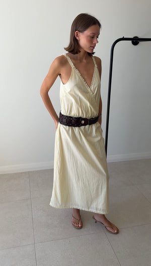 CROSSED DRESS SOFT YELLOW STRIPE