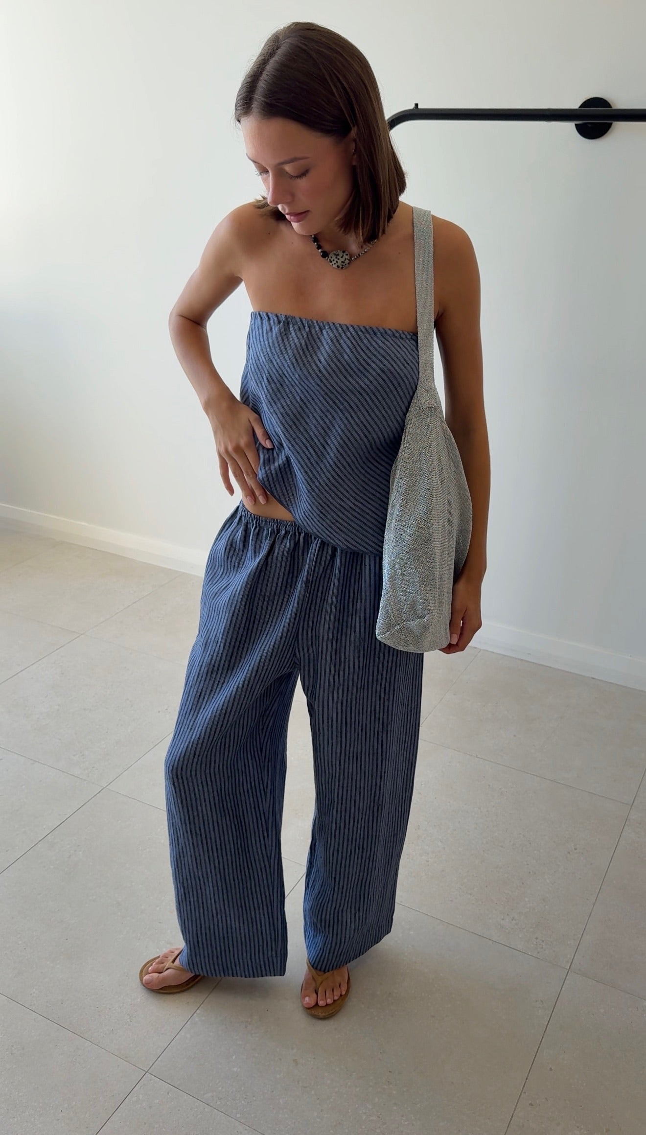 EASE TROUSER AZURE STRIPE