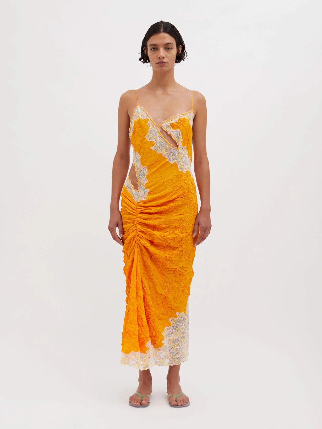 CRIMPED LACE CAMI DRESS VALENCIA/MULTI