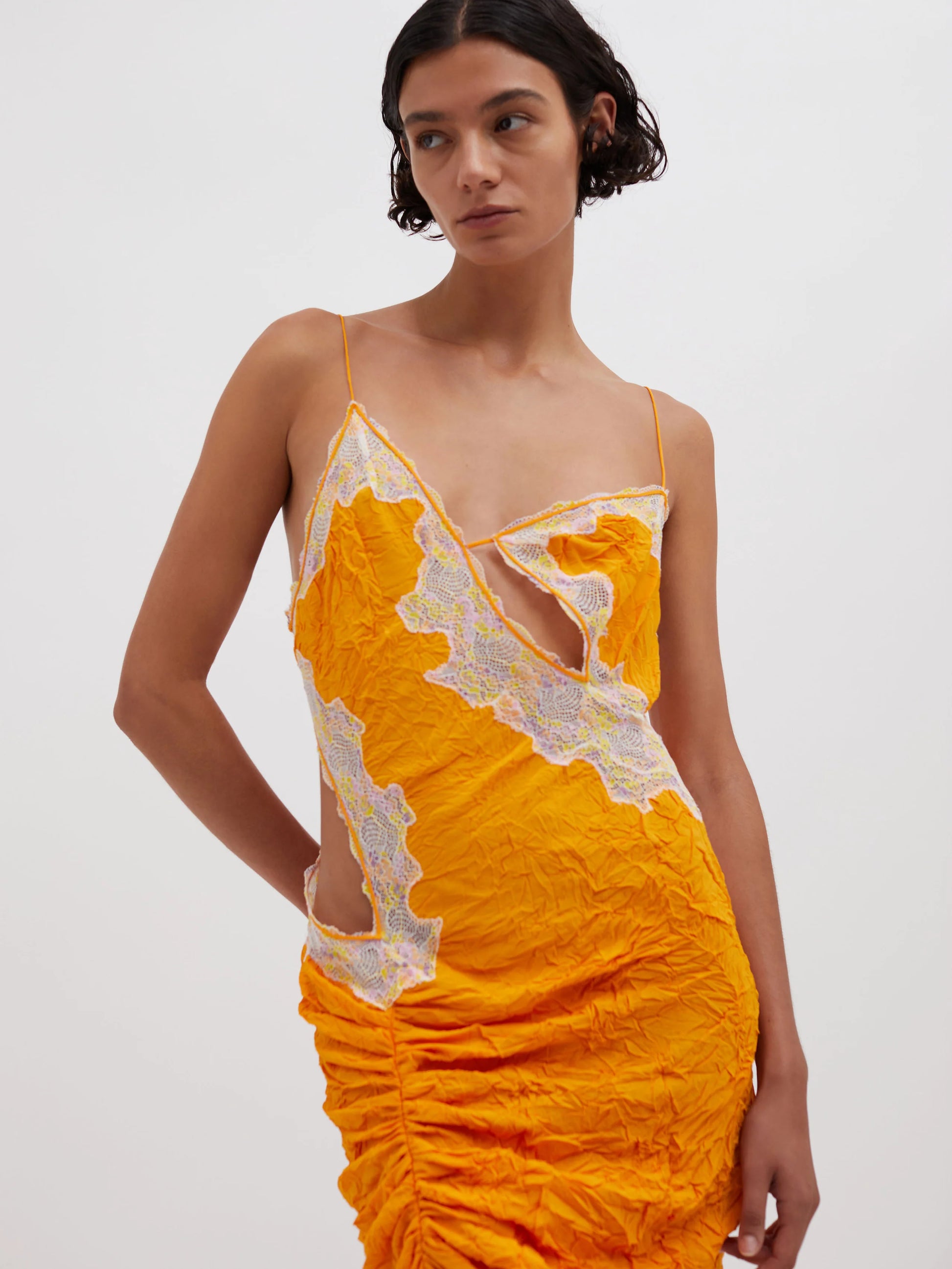 CRIMPED LACE CAMI DRESS VALENCIA/MULTI