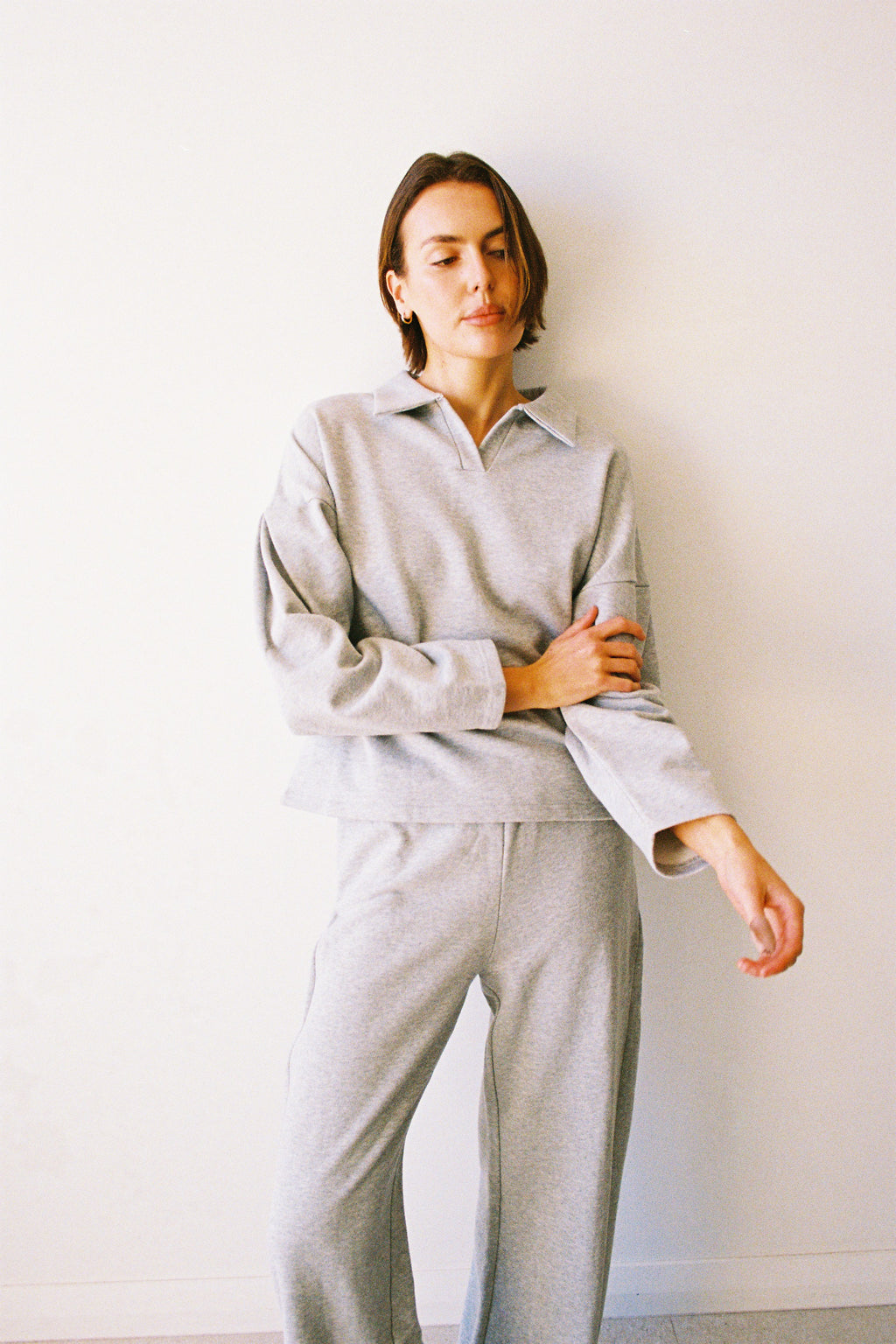 SIDE PLEAT PANT GREY MARLE