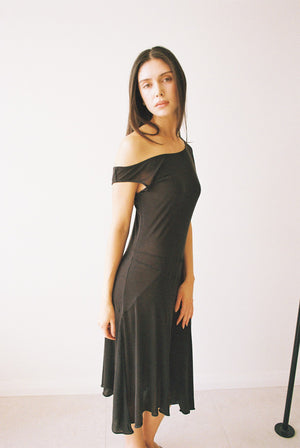 FINE JERSEY OFF SHOULDER DRESS