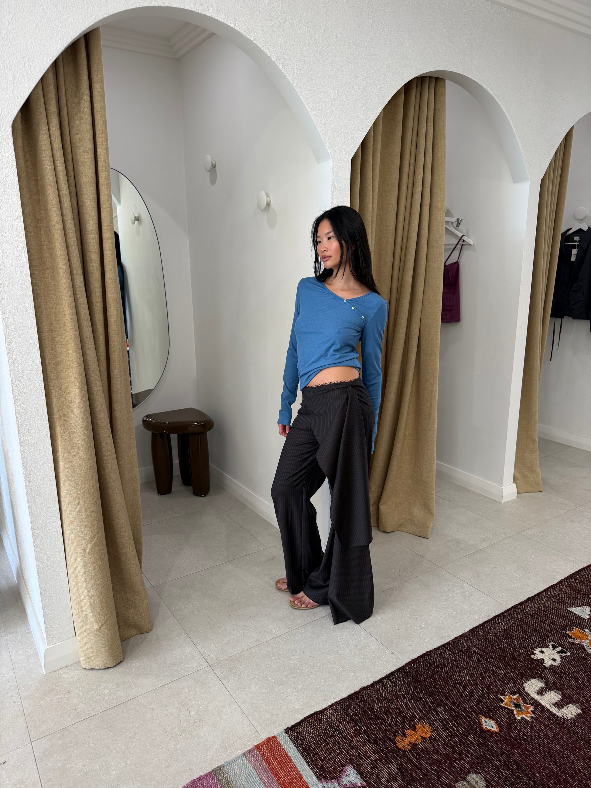 SHOULDER TIE TOP AQUA