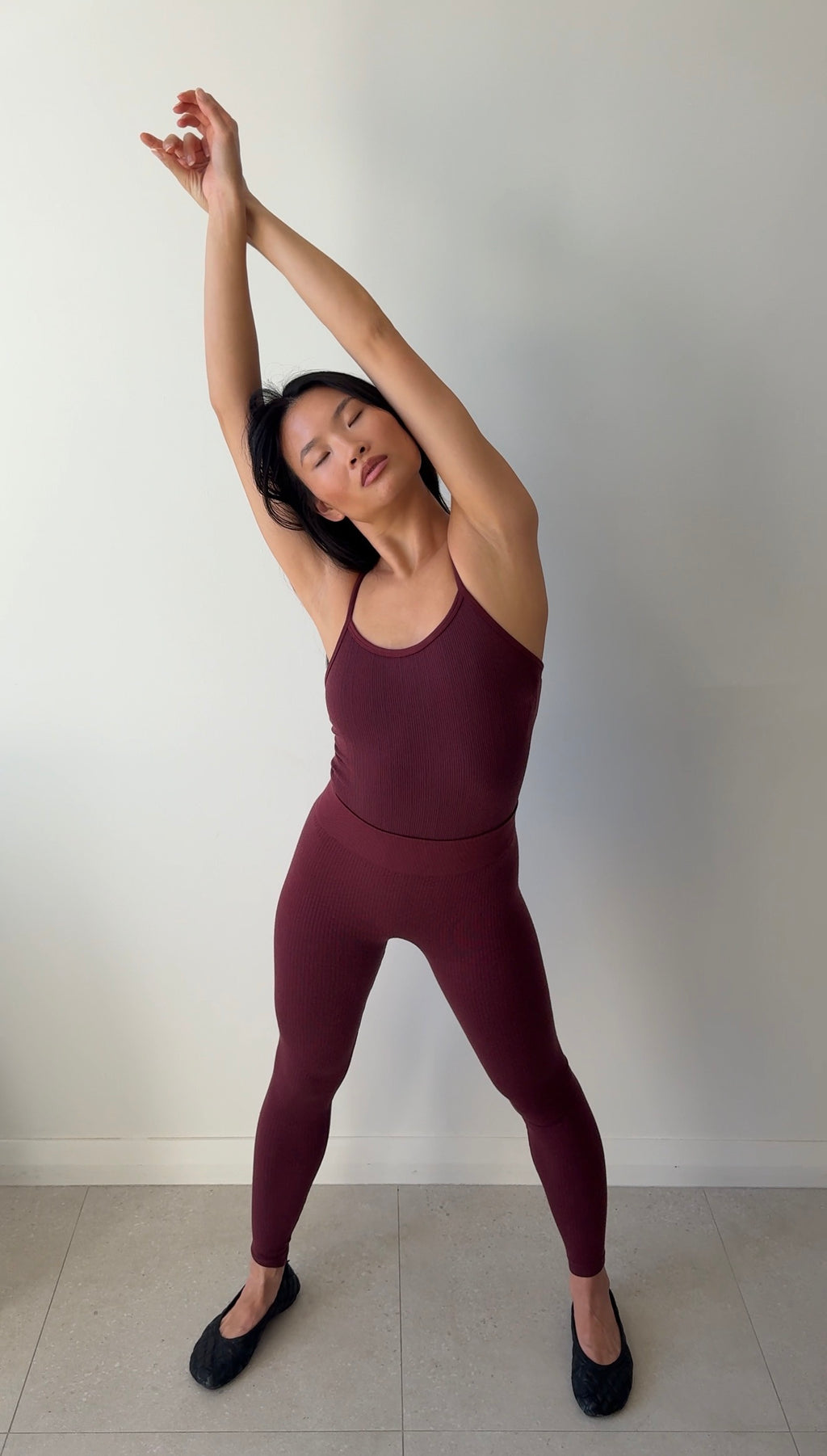 CLASSIC WOOL RIB LEGGING MULBERRY