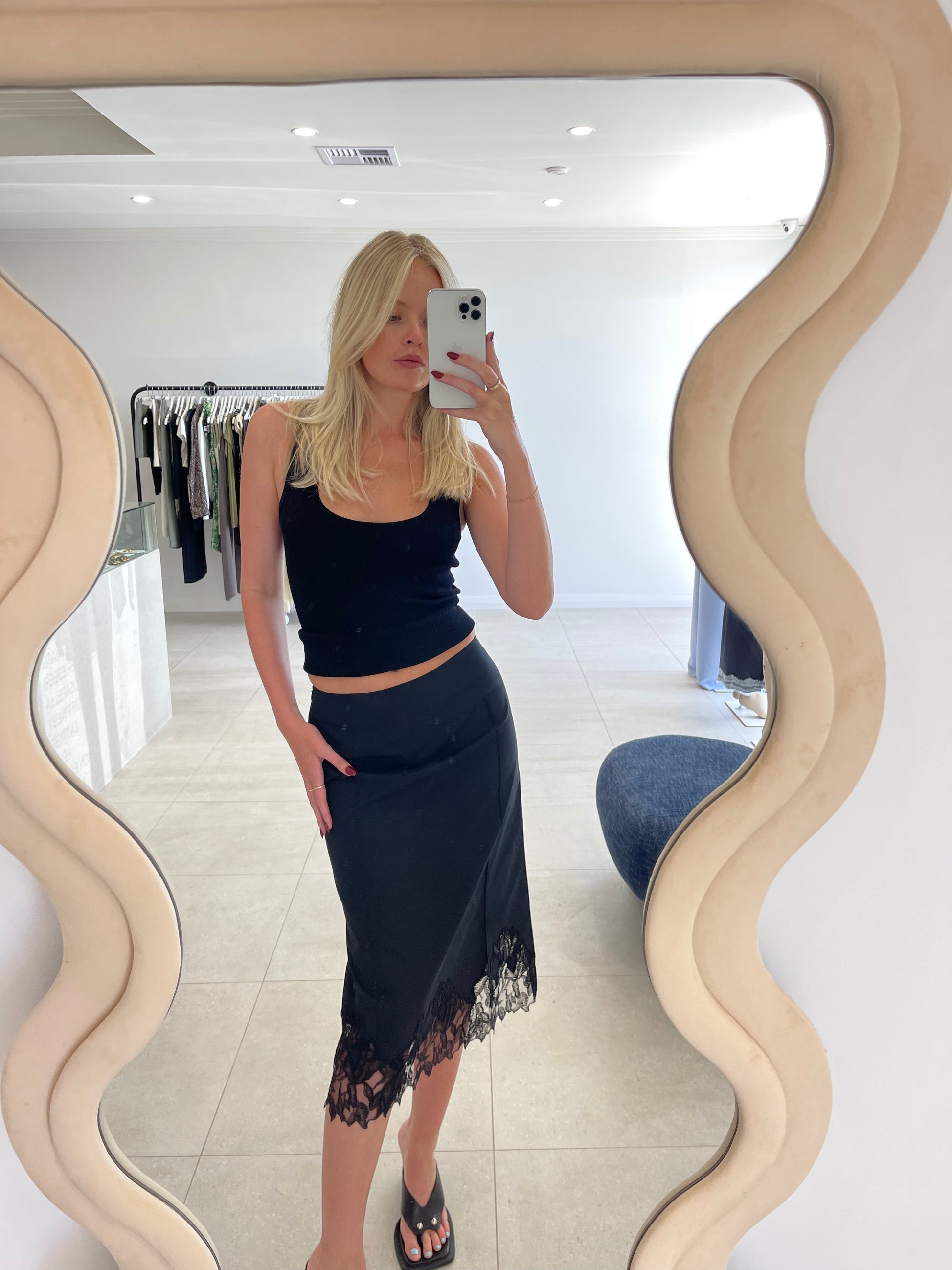 ELSAIN LACE SKIRT BLACK LACE