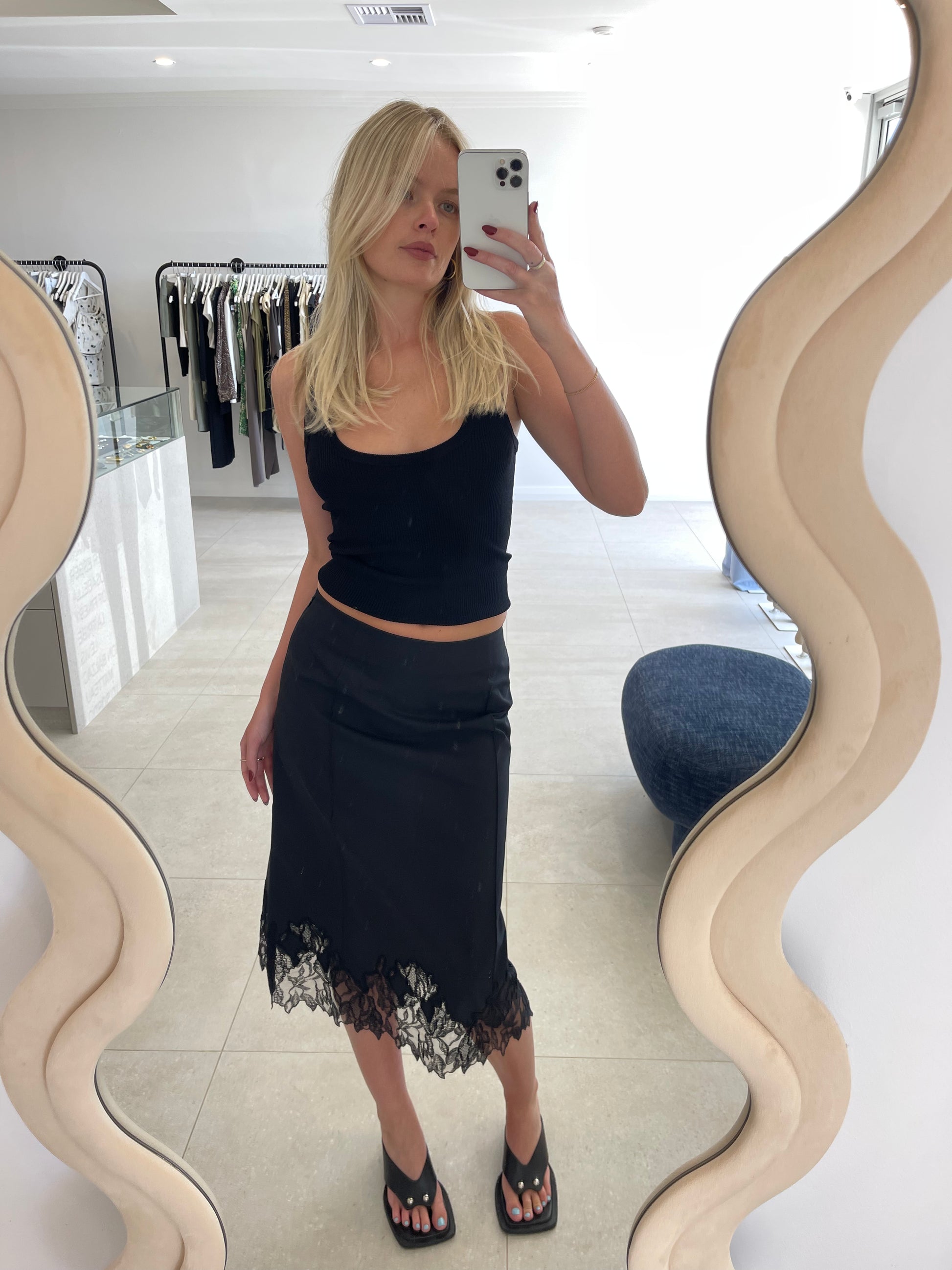 ELSAIN LACE SKIRT BLACK LACE