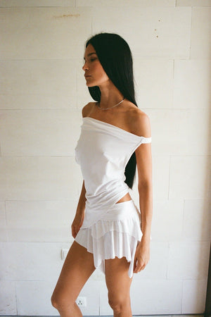 LOUI DOUBLE MINI SKIRT WHITE