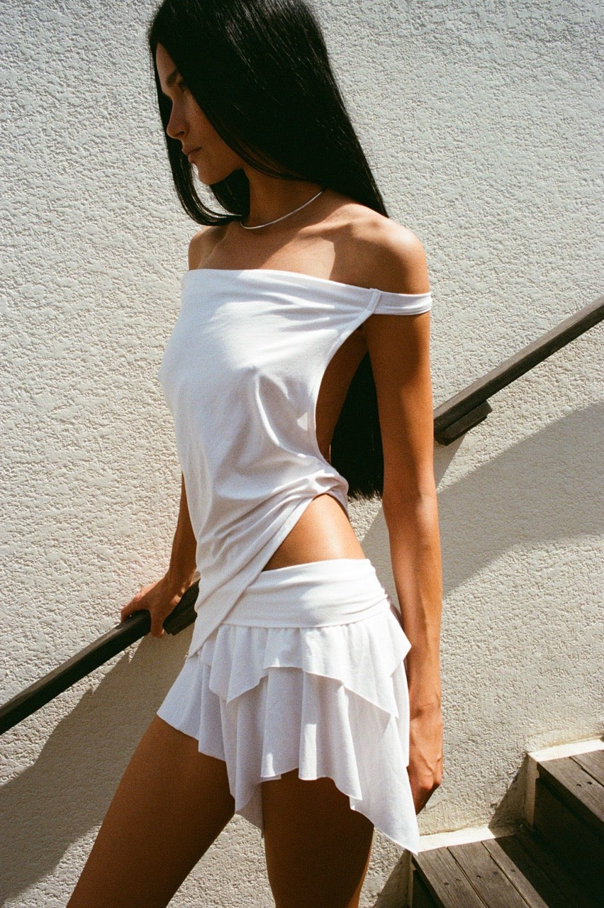 LOUI DOUBLE MINI SKIRT WHITE