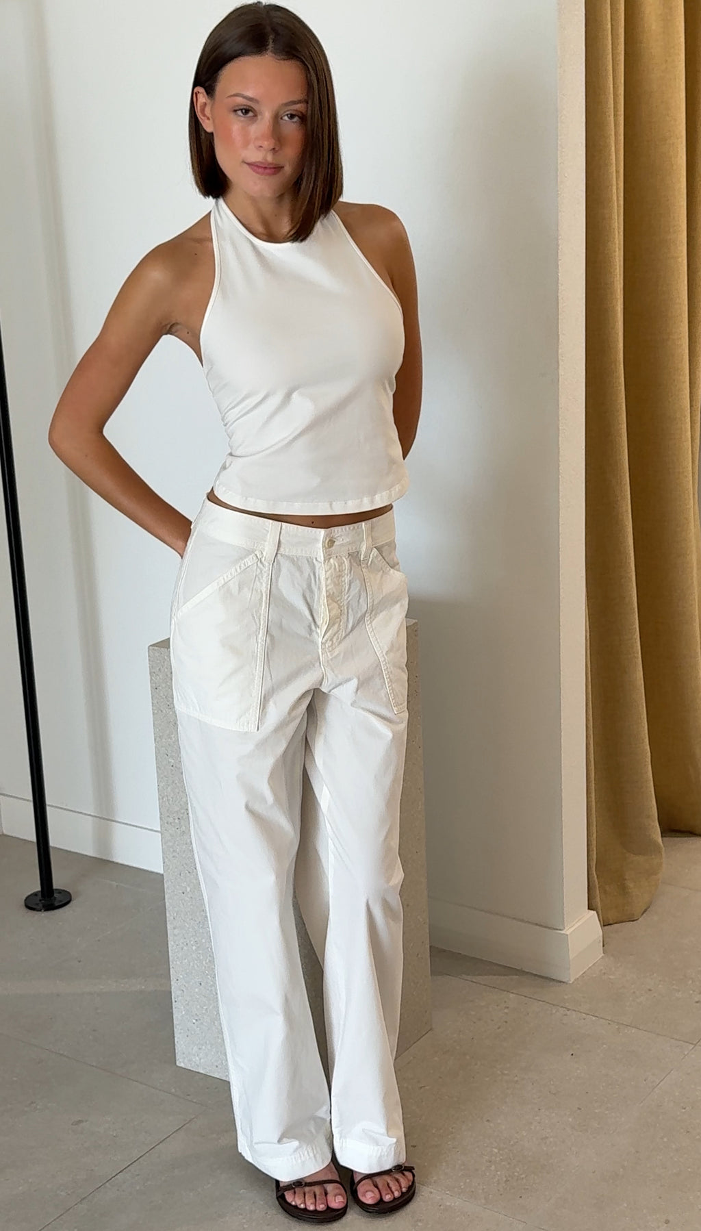 STRAIGHT LEG CARGO PANT CHALK