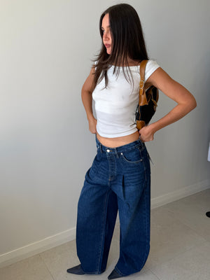 MID RISE PLEASE BARREL JEANS