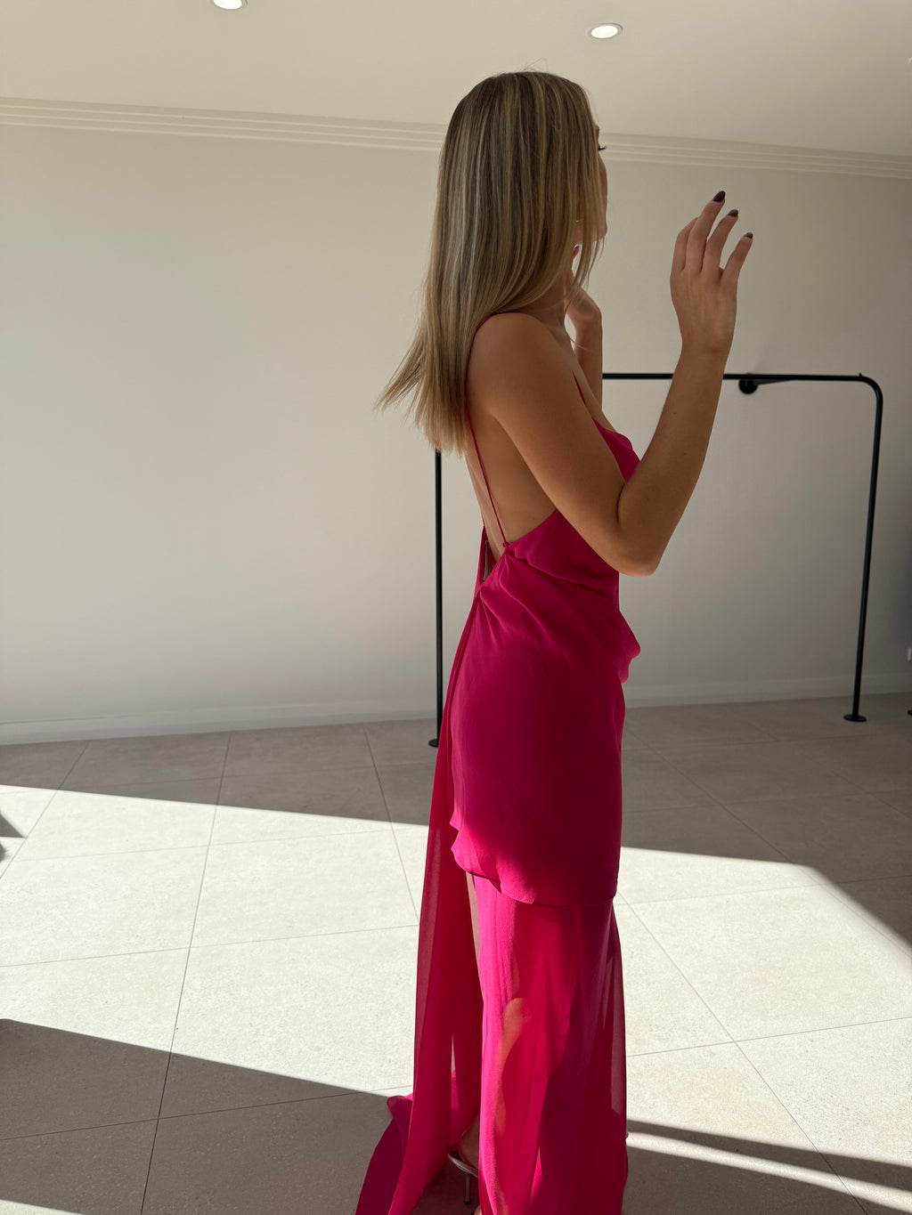 COWL SLIP DRESS MAGENTA