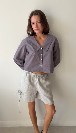 WAIST BUTTON SHIRT CURRANT