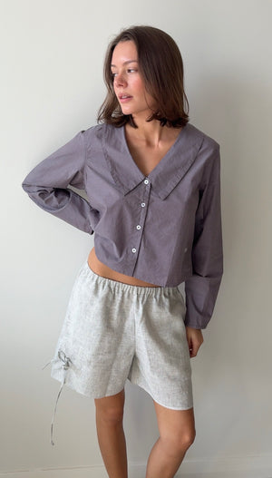 WAIST BUTTON SHIRT CURRANT