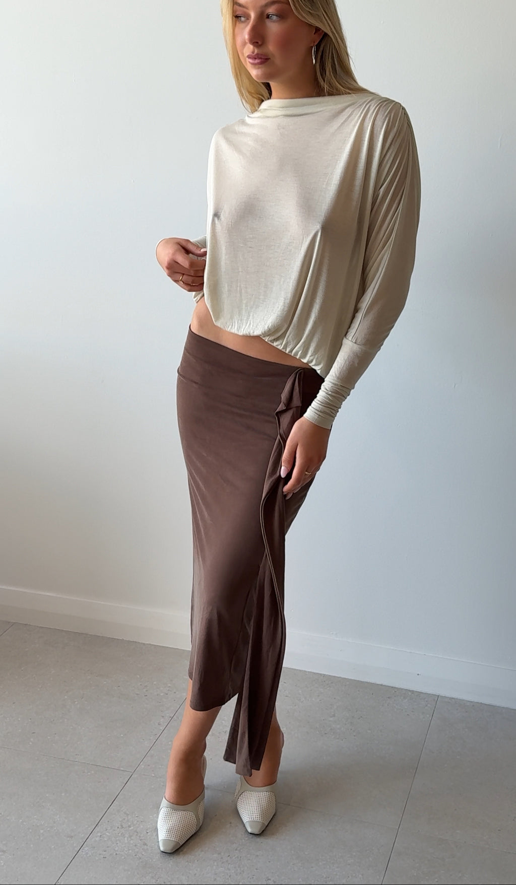 CASCADE SKIRT BROWN