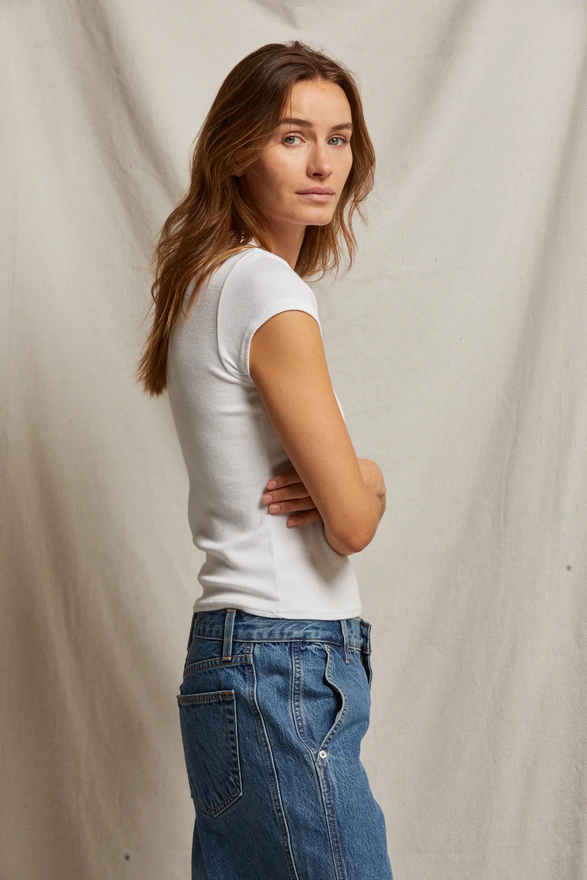 JUDE RIBBED BABY TEE WHITE