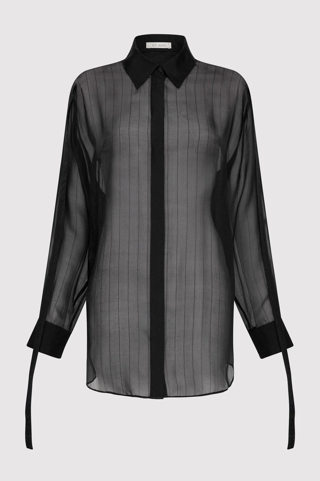 PINSTRIPE SILK SHIRT BLACK