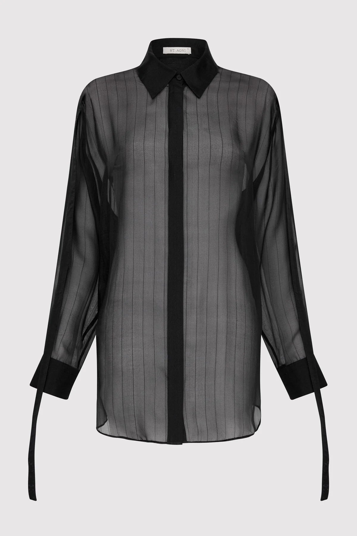 PINSTRIPE SILK SHIRT BLACK