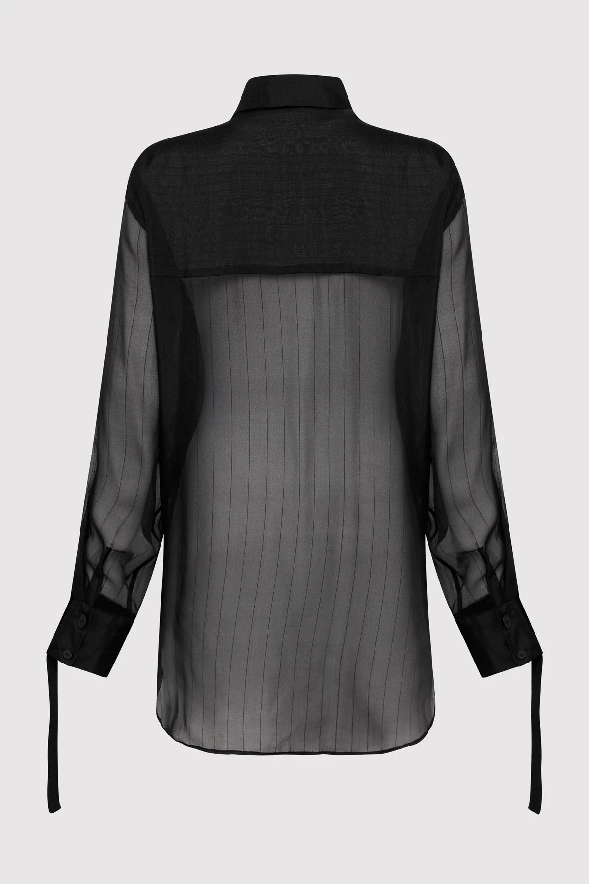 PINSTRIPE SILK SHIRT BLACK