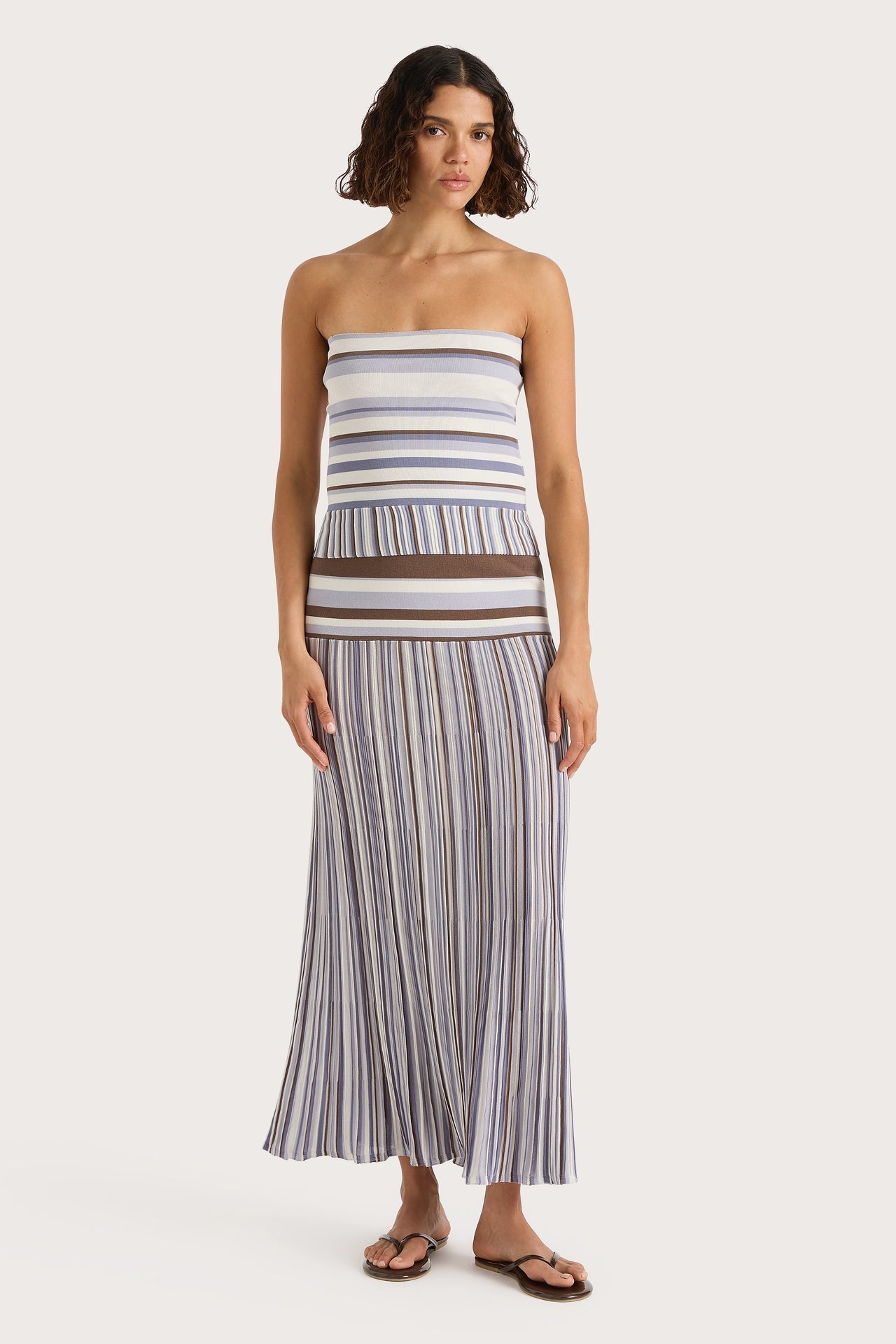 CITARA STRAPLESS TOP PALE BLUE STRIPE