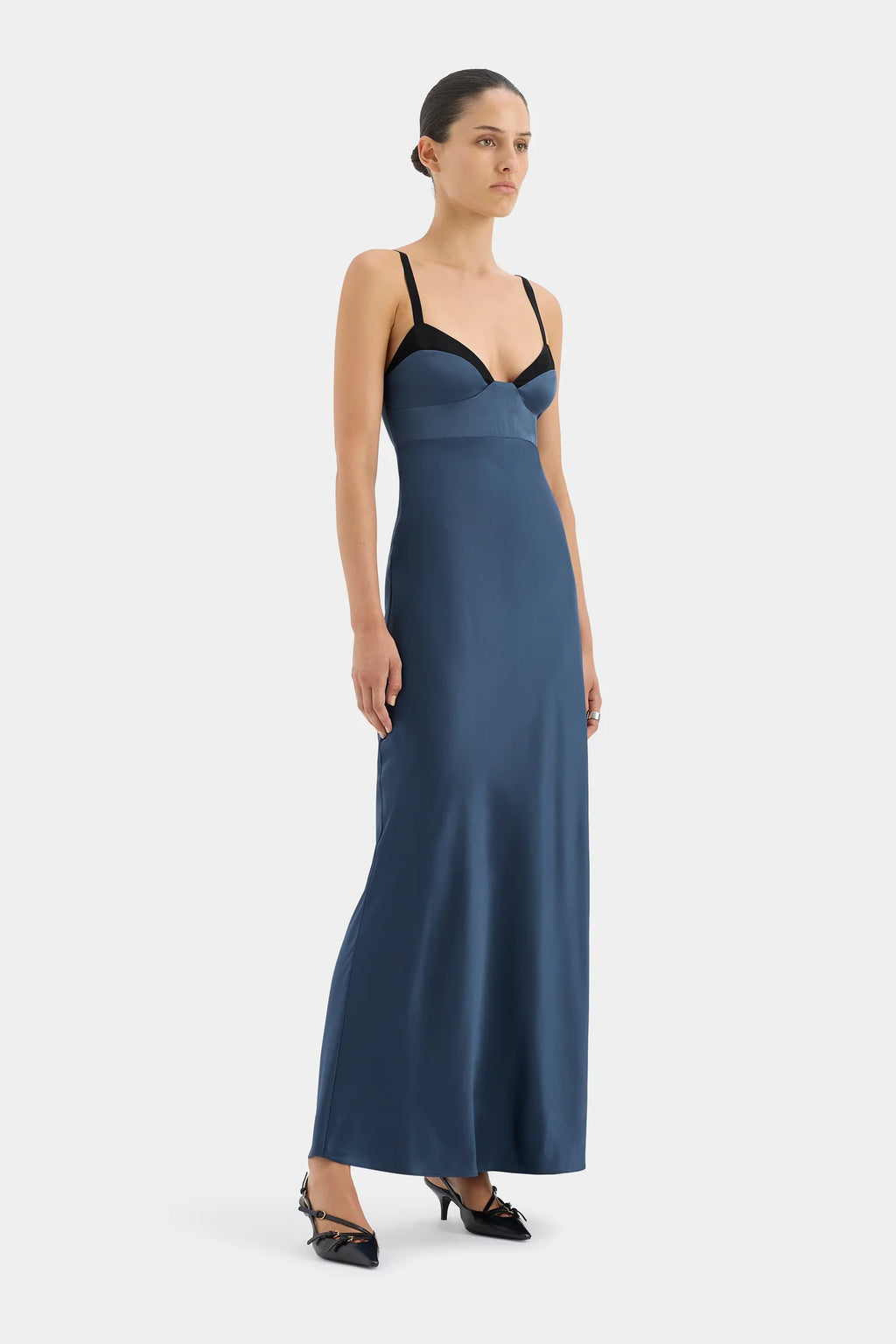DEPECHE BALCONETTE GOWN DARK BLUE