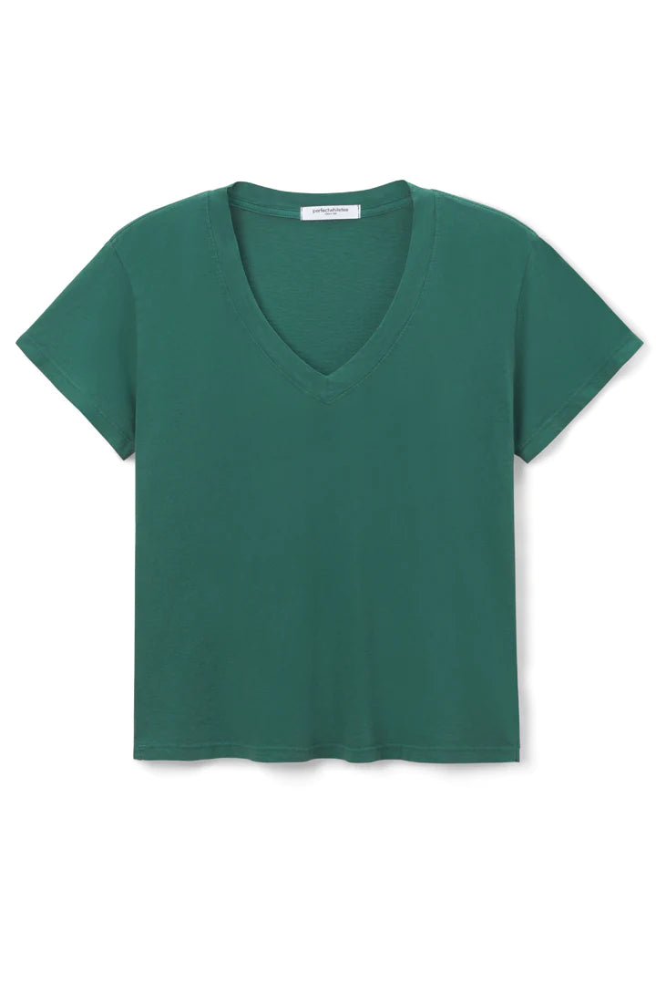 HENDRIX BASIC V NECK TEE EVERGREEN