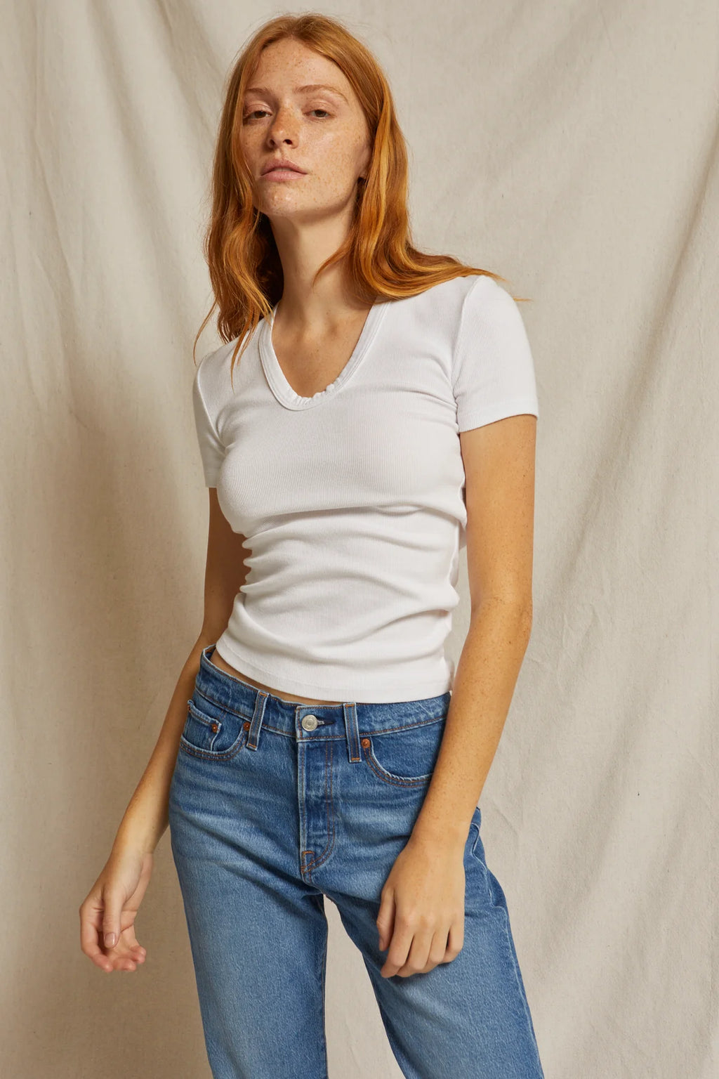 AVRIL SHORT SLEEVE U NECK WHITE