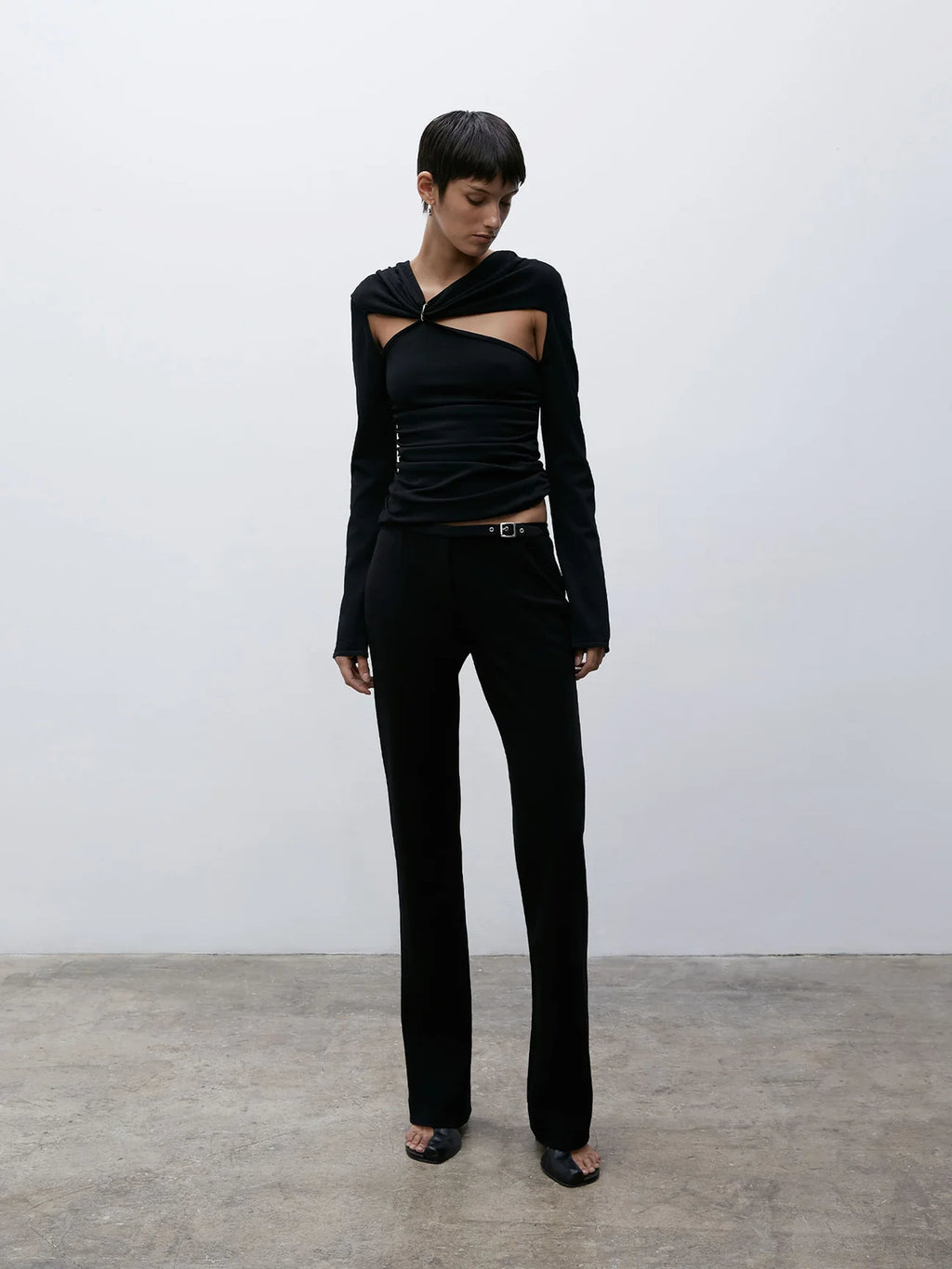 SLEEK BELTED PANT BLACK