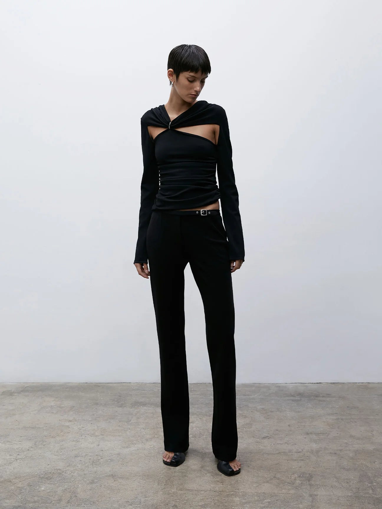 SLEEK BELTED PANT BLACK